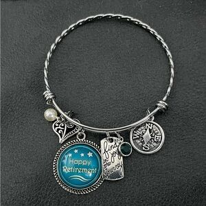 Silver Charm Bracelet with Blue and White Accents